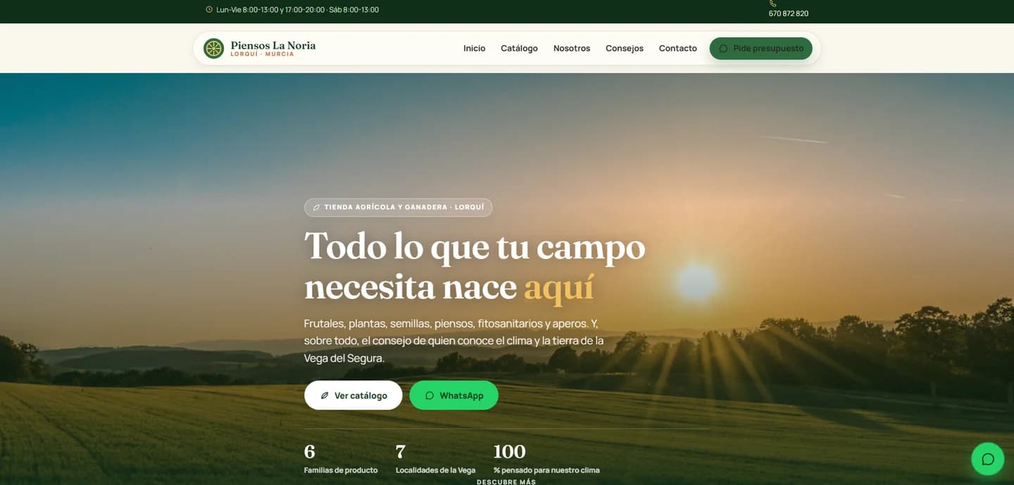 Proyecto Piensos La Noria — Tienda agrícola y ganadera